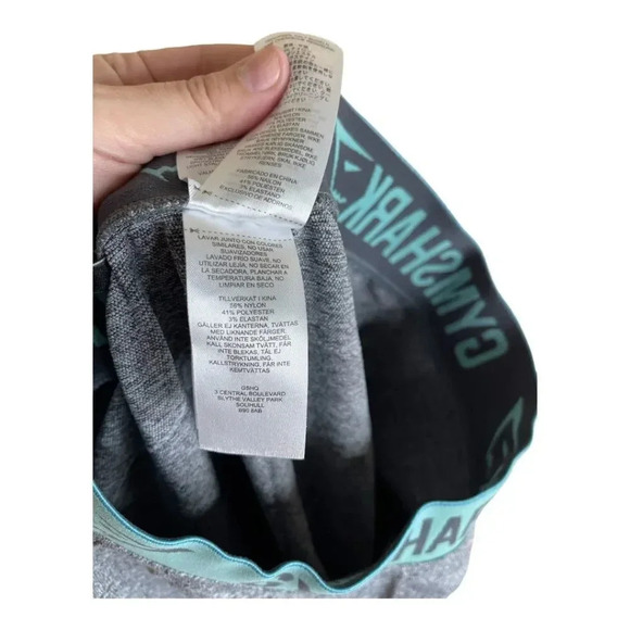 Gymshark Grey Flex with Teal Band Workout Leggings - Picture 8 of 9